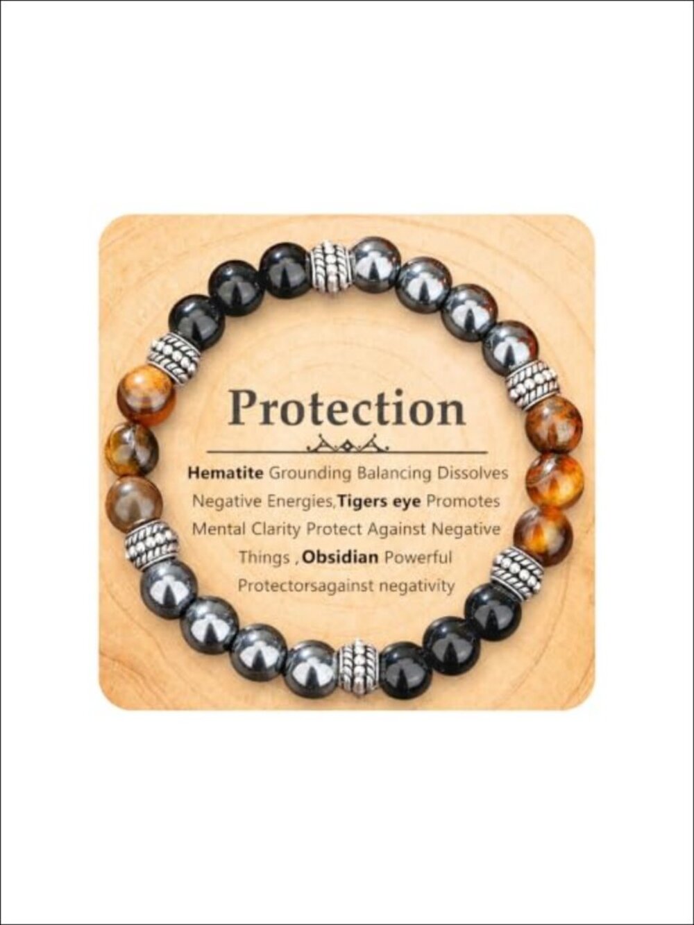 Protection Bracelet Energy Crystal Hematite Tiger Eye Obsidian Healing Gemstone